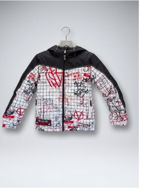 BURTON | Kids Snowboard Ski Jacket Size 5 6 White Black Red Graffiti Coat